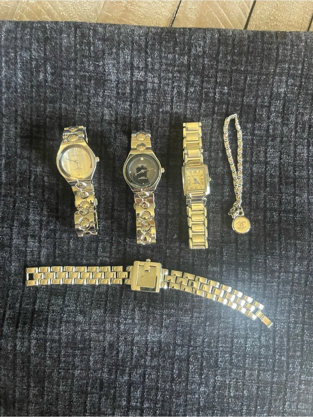 4 Assorted Silver-Tone Watch Bracelet Set - & one silver Bracelet